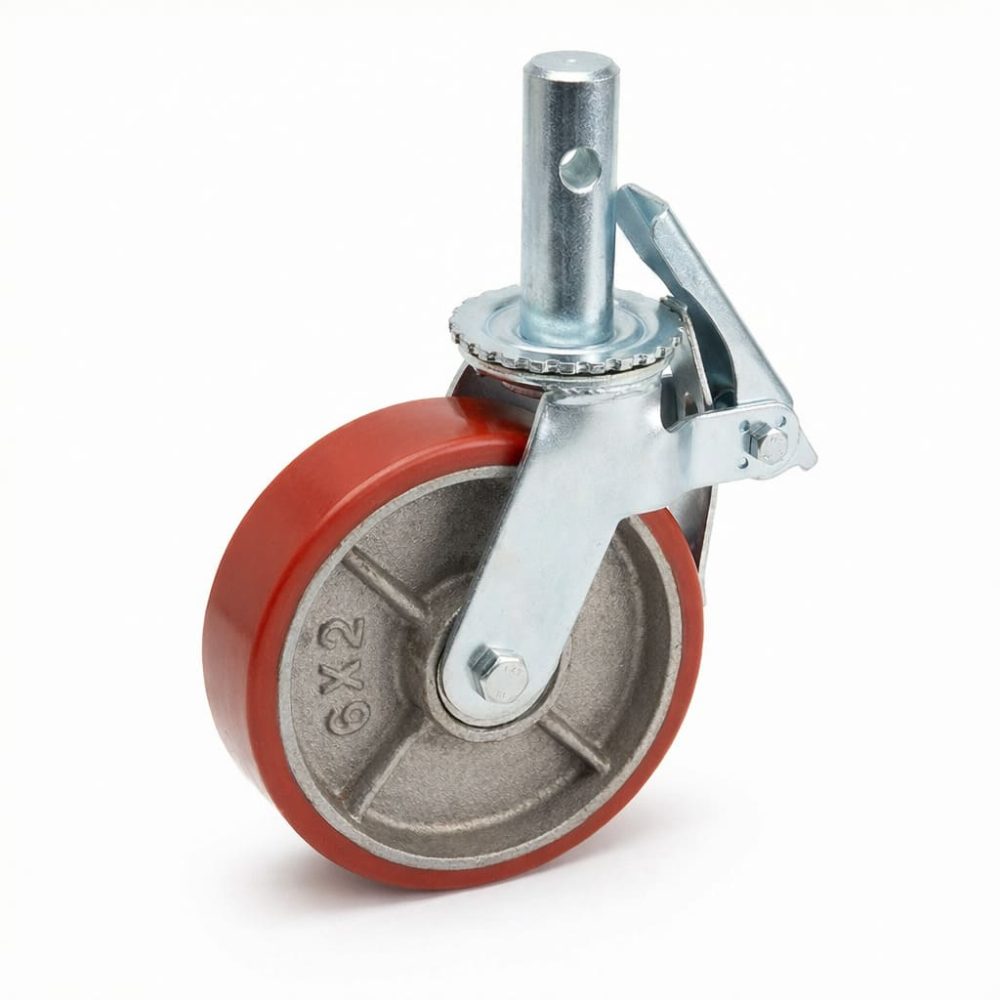 XG Series Red PU on Cast Iron Castor (PUR)